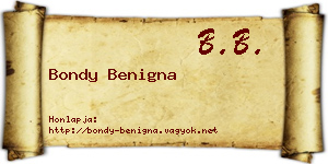 Bondy Benigna névjegykártya